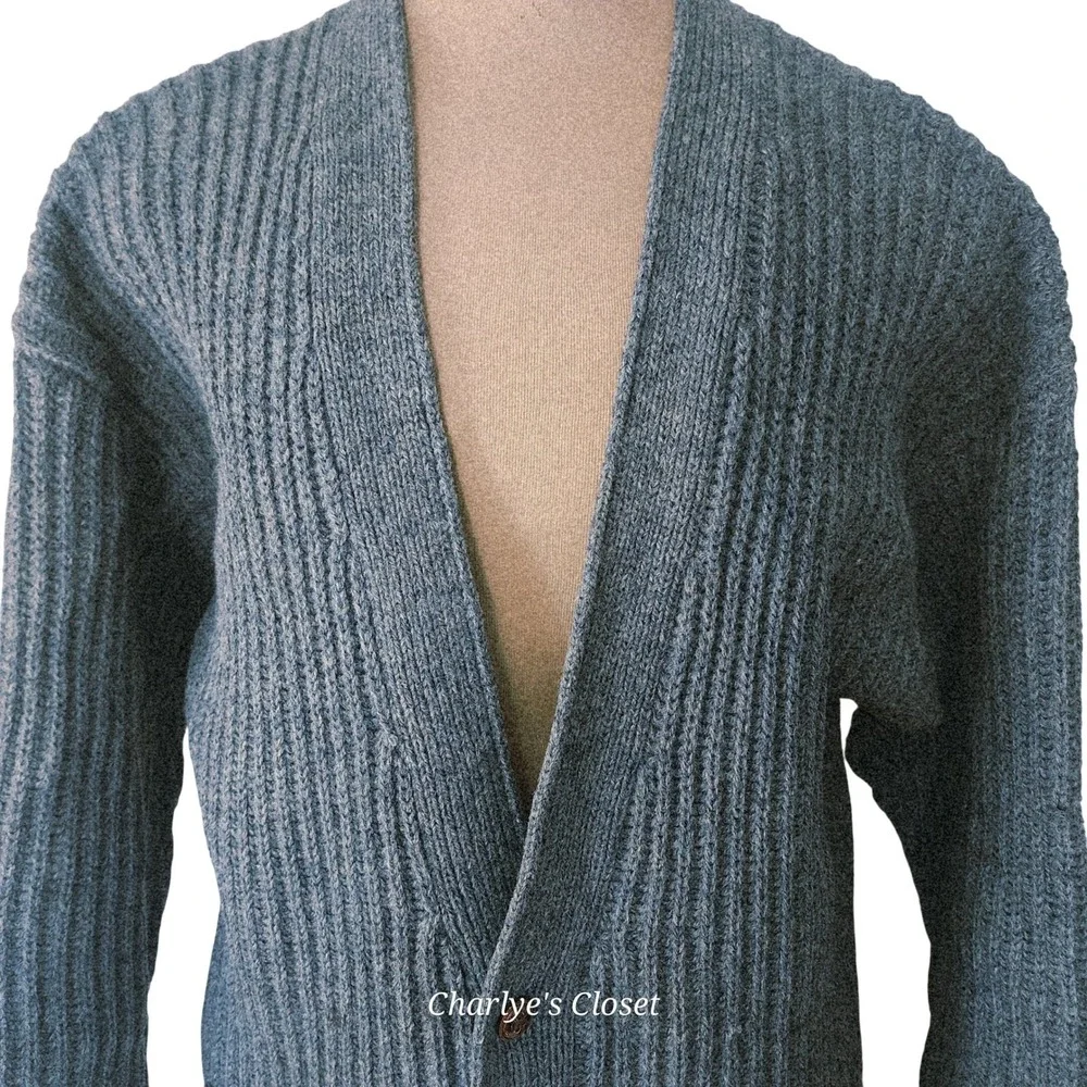 Vtg J.Crew Shetland Wool Shawl Collar Cardigan L Preppy Heritage Quiet Luxury